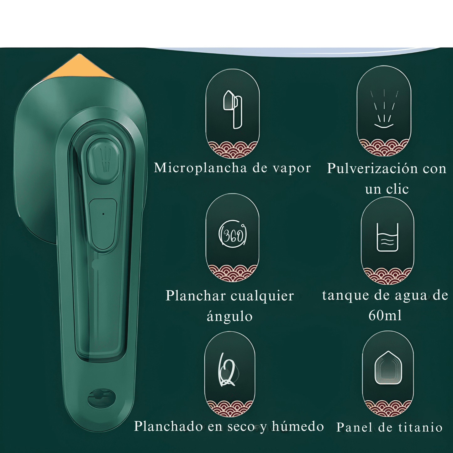 Plancha Para Ropa Mini Viajera Portátil Con Agua Y En Seco Color Verde