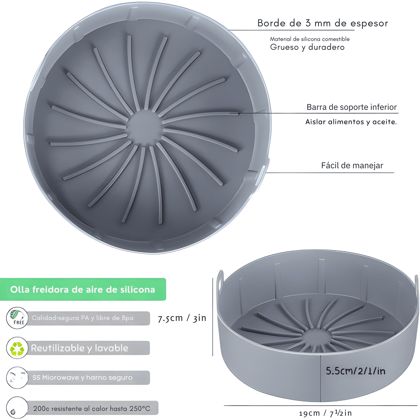 Cesta de Silicona para Freidora de Aire