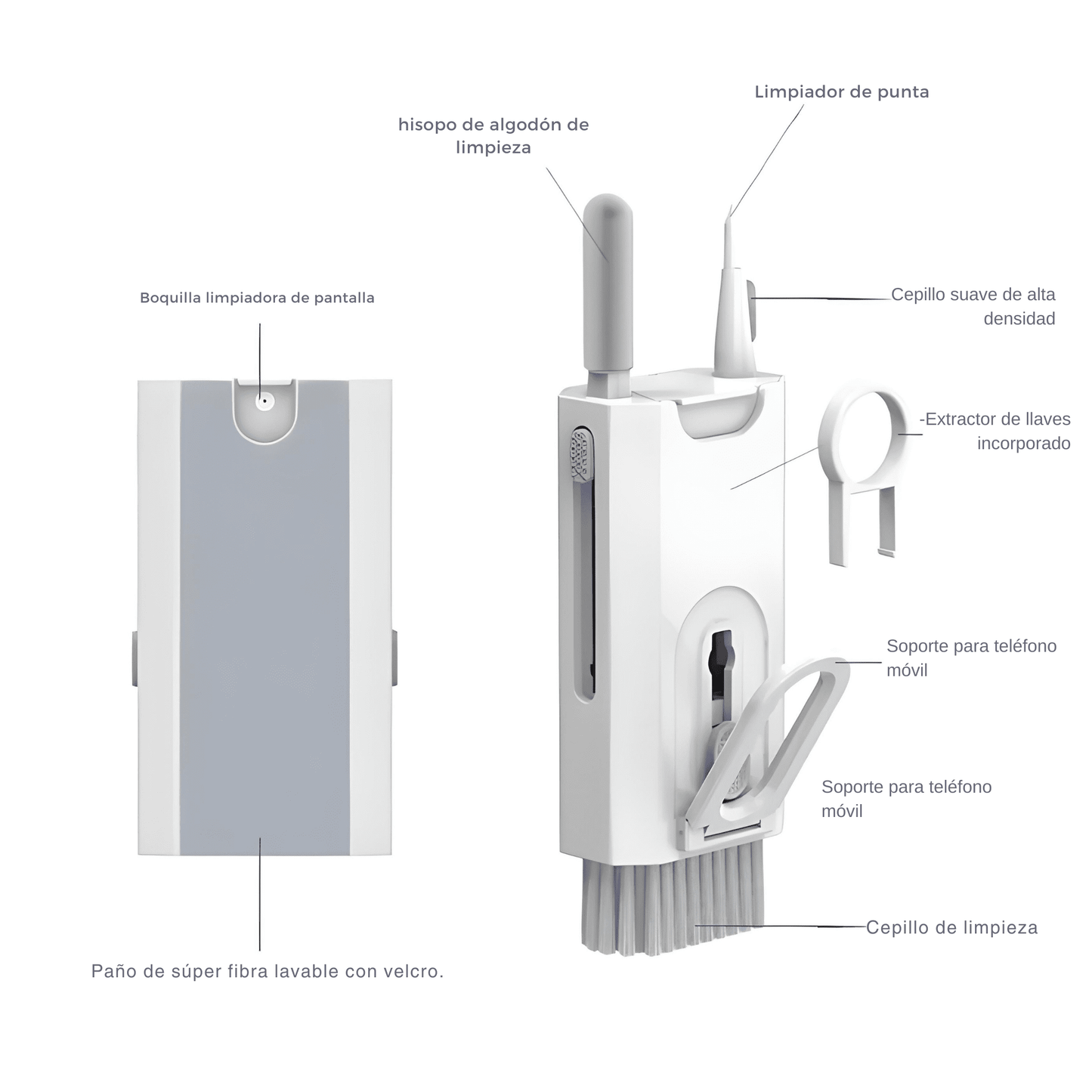 Limpiador 8 - 1 Multiuso Audífonos Teclado Teléfono Pantalla